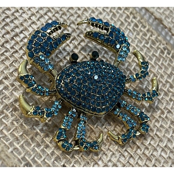 Vintage Heidi Daus Stunning Crystal Rhinestone Chesapeake Crab Brooch, unsigned - Picture 2 of 7